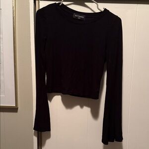 Kittenish Elegant Black Long Sleeve Top